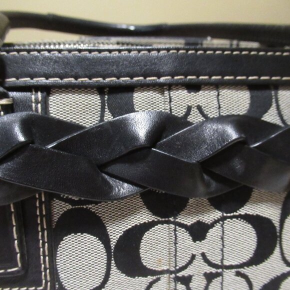 COACH Hampton black signature carryall satchel braided - Picture 4 of 14